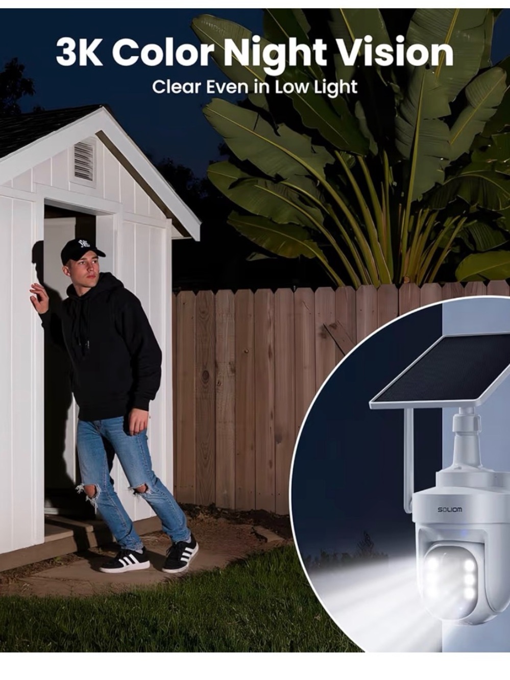 SOLIOM Solar Powered Outdoor Security Camera - White - Picture 9 of 12